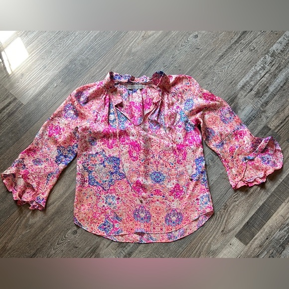 Alice and Trixie, 100 % Silk blouse, luxurious, ruffle sleeve,XS - Picture 9 of 9